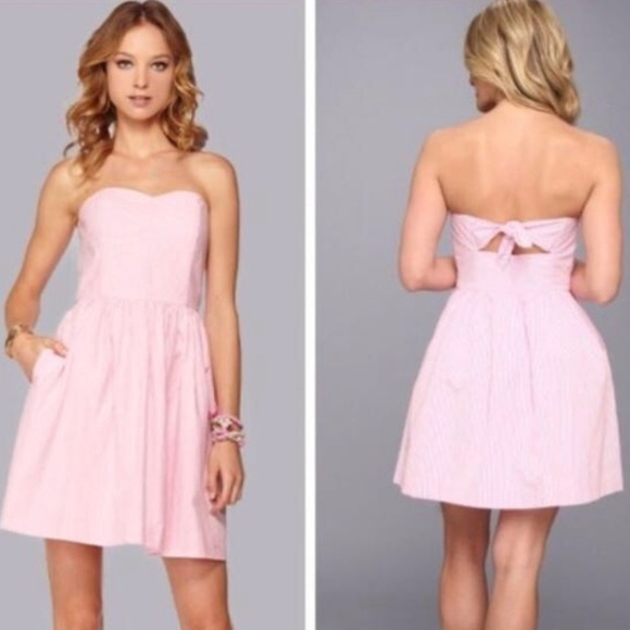 Lilly Pulitzer Dresses & Skirts - Lilly Pulitzer Strapless Pink Striped Lined Dress